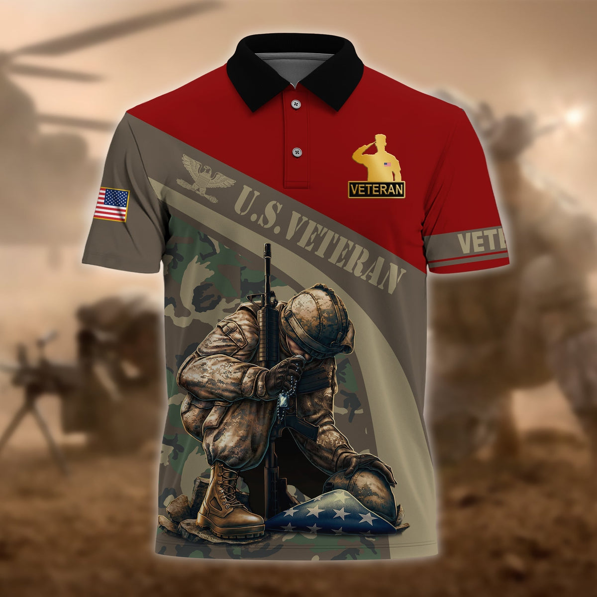 BJ Premium U.S Multiple Service Veteran Polo Shirt