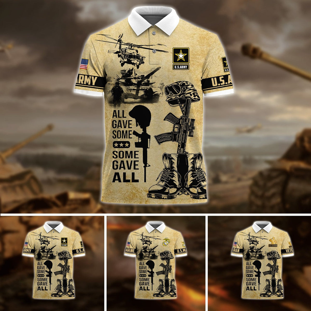 BJ Premium U.S Multiple Service Veteran Polo Shirt