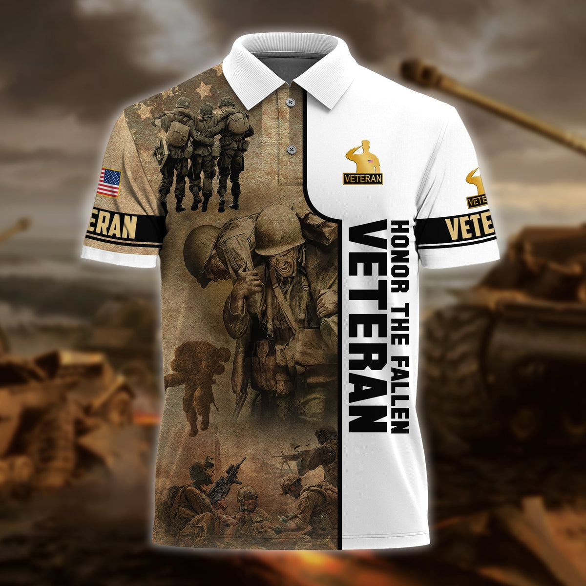 BJ Unique Honor The Fallen Veteran Polo Shirt