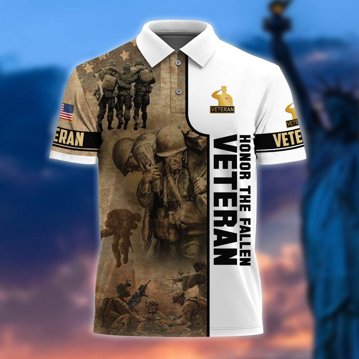 BJ Unique Honor The Fallen Veteran Polo Shirt