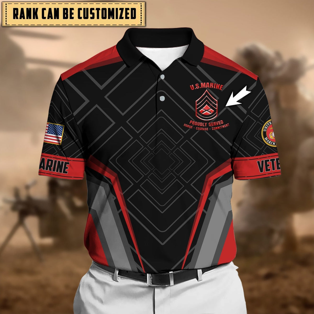 BJ Premium Honor The Fallen US Veteran Polo Shirt