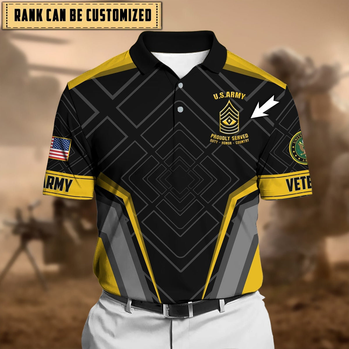 BJ Premium Personalised U.S Multiple Service Veteran Polo Shirt