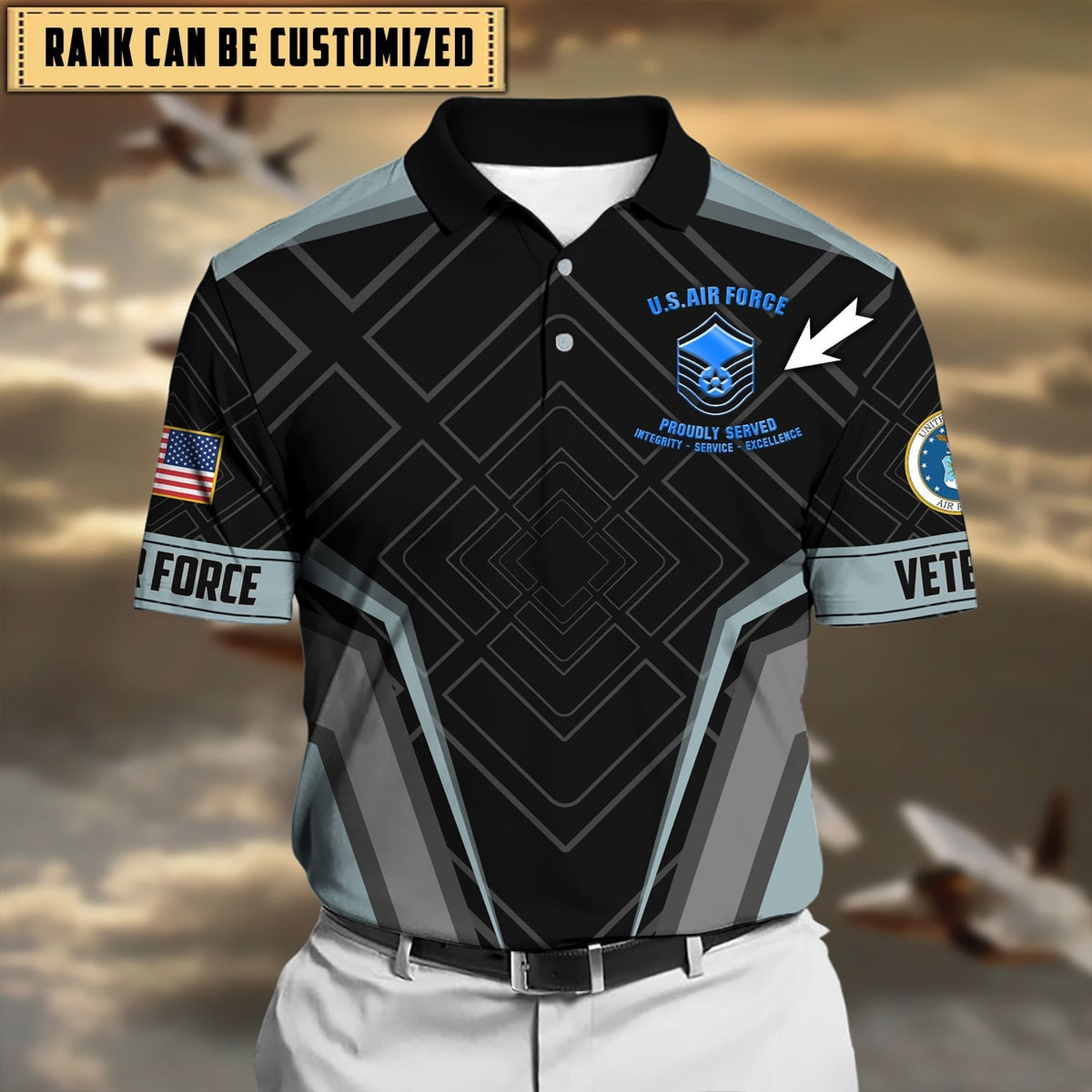 BJ Premium Personalised U.S Multiple Service Veteran Polo Shirt
