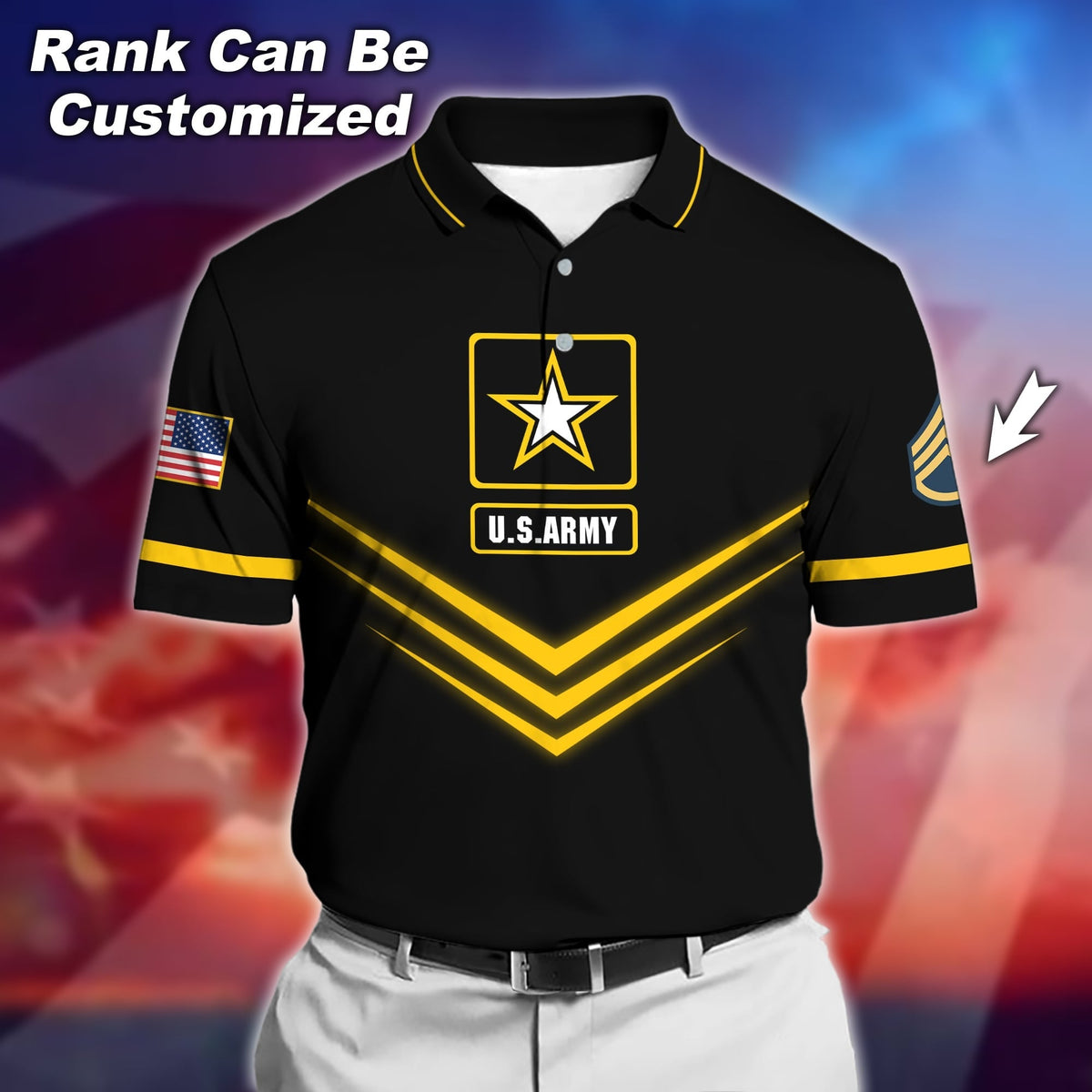 BJ Unique Personlised U.S Army Service Veteran Polo Shirt