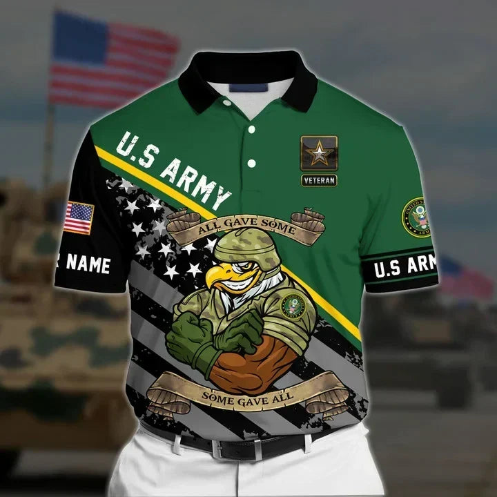 BJ Premium Personalised U.S Multiple Service Veteran Polo Shirt