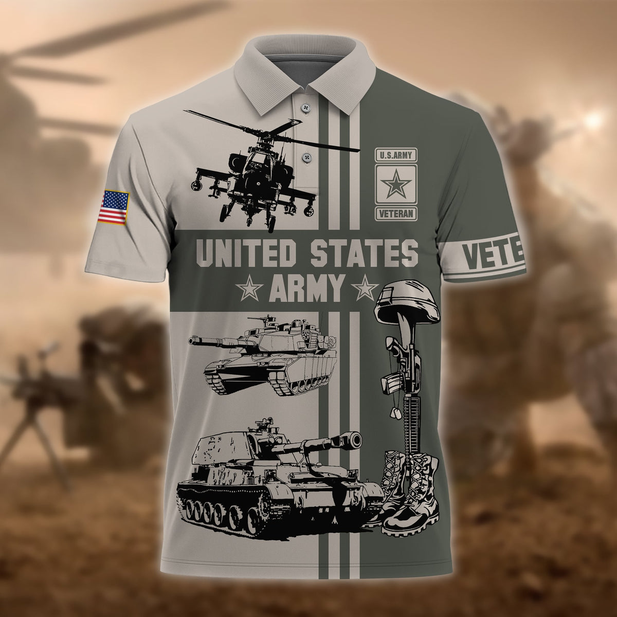 BJ Premium U.S Multiple Service Veteran Polo Shirt