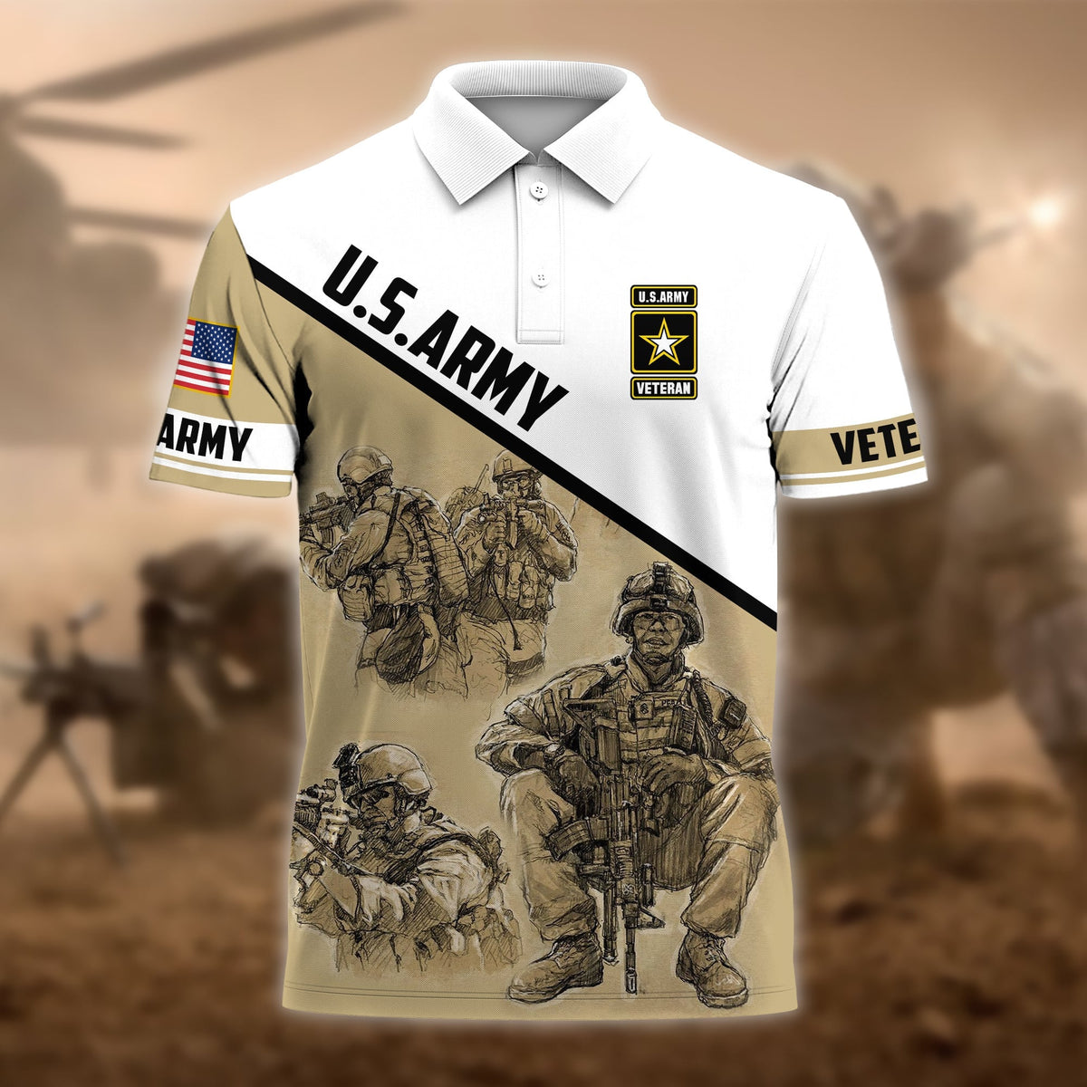 BJ Premium U.S Multiple Service Veteran Polo Shirt
