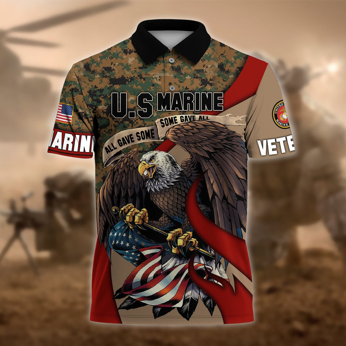 BJ Premium U.S Multiple Service Veteran Polo Shirt