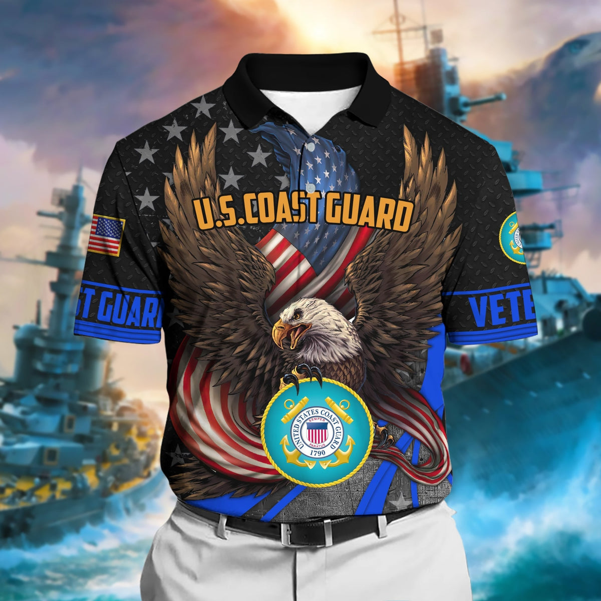 BJ Premium U.S Multiple Service Veteran Polo Shirt