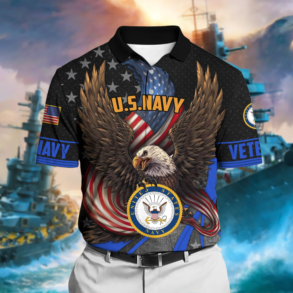 BJ Premium U.S Multiple Service Veteran Polo Shirt