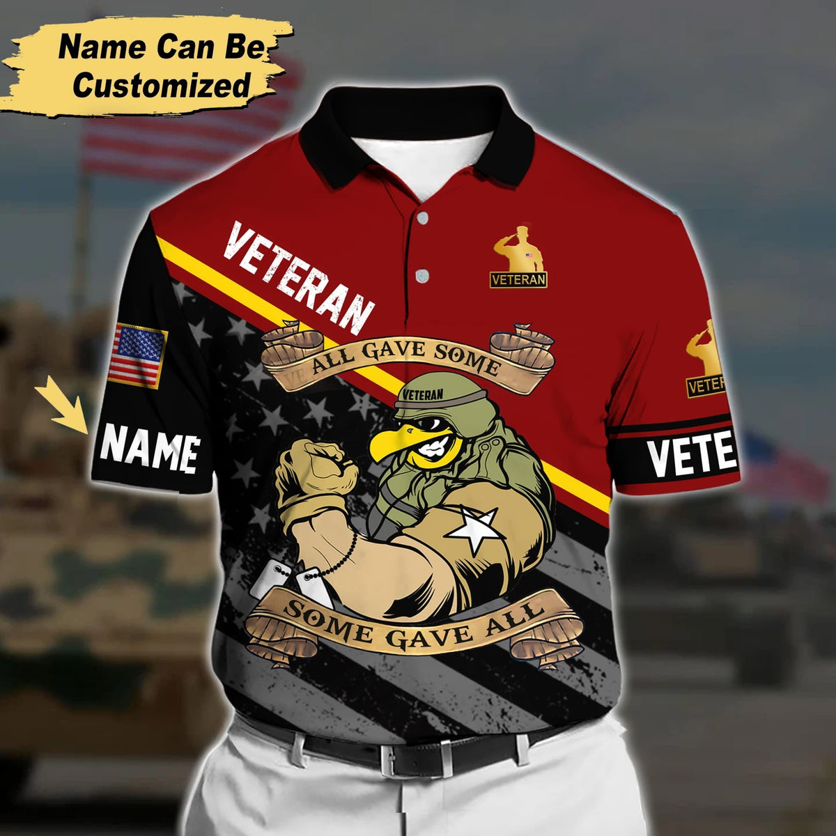 BJ Premium Personalised U.S Multiple Service Veteran Polo Shirt