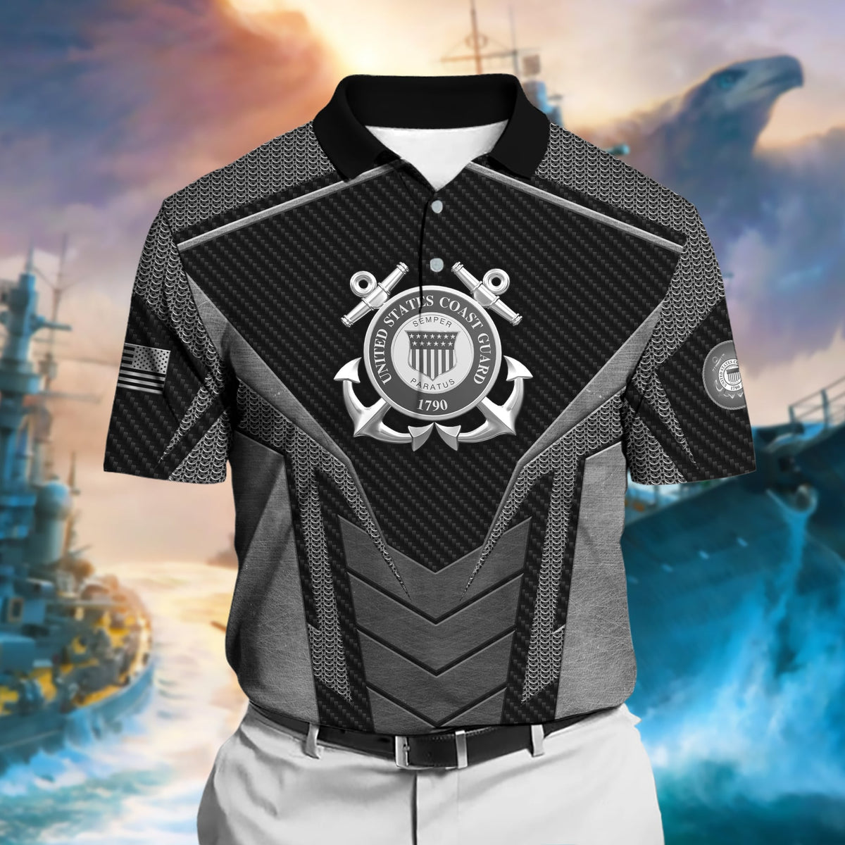 BJ Premium U.S Multiple Service Veteran Polo Shirt