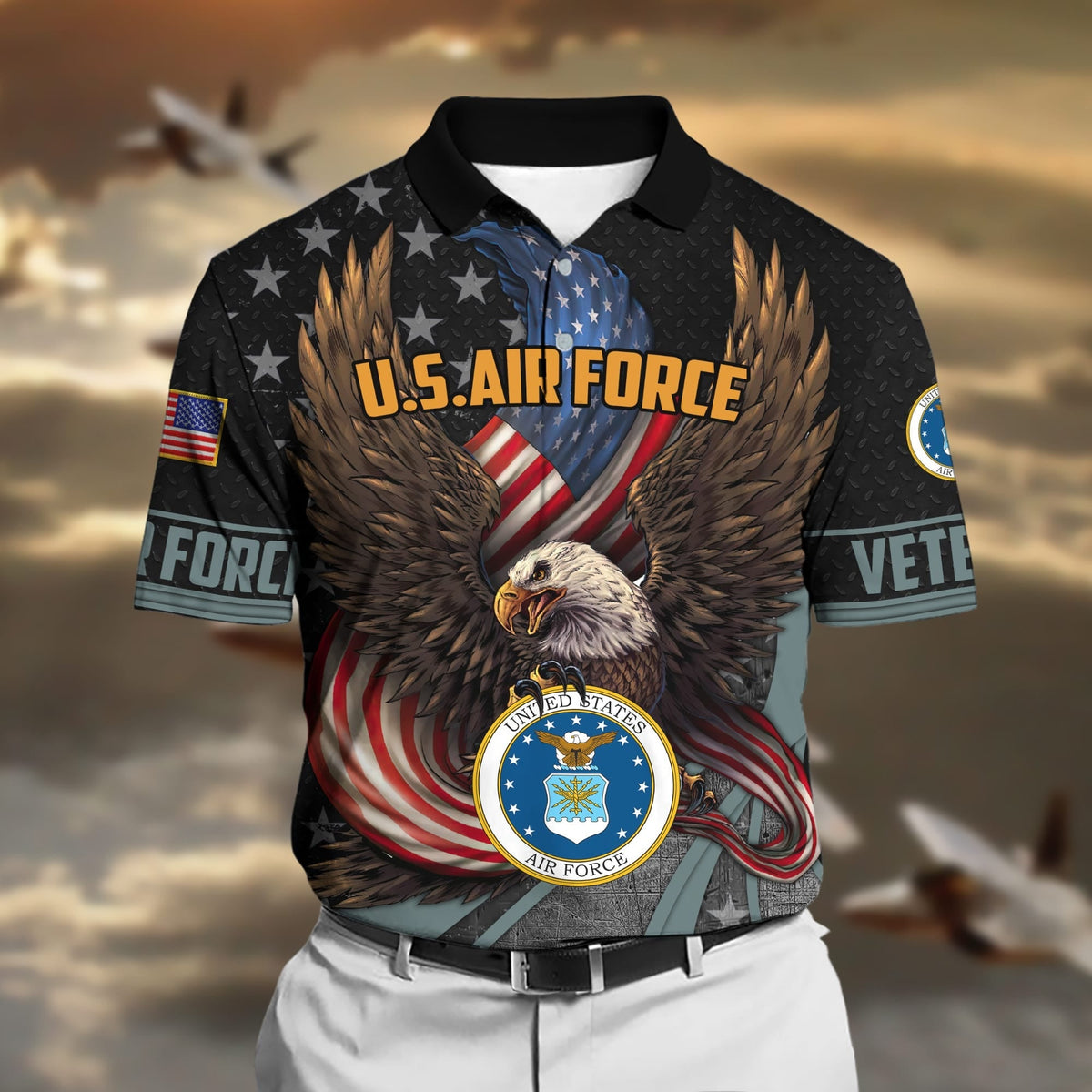 BJ Premium U.S Multiple Service Veteran Polo Shirt