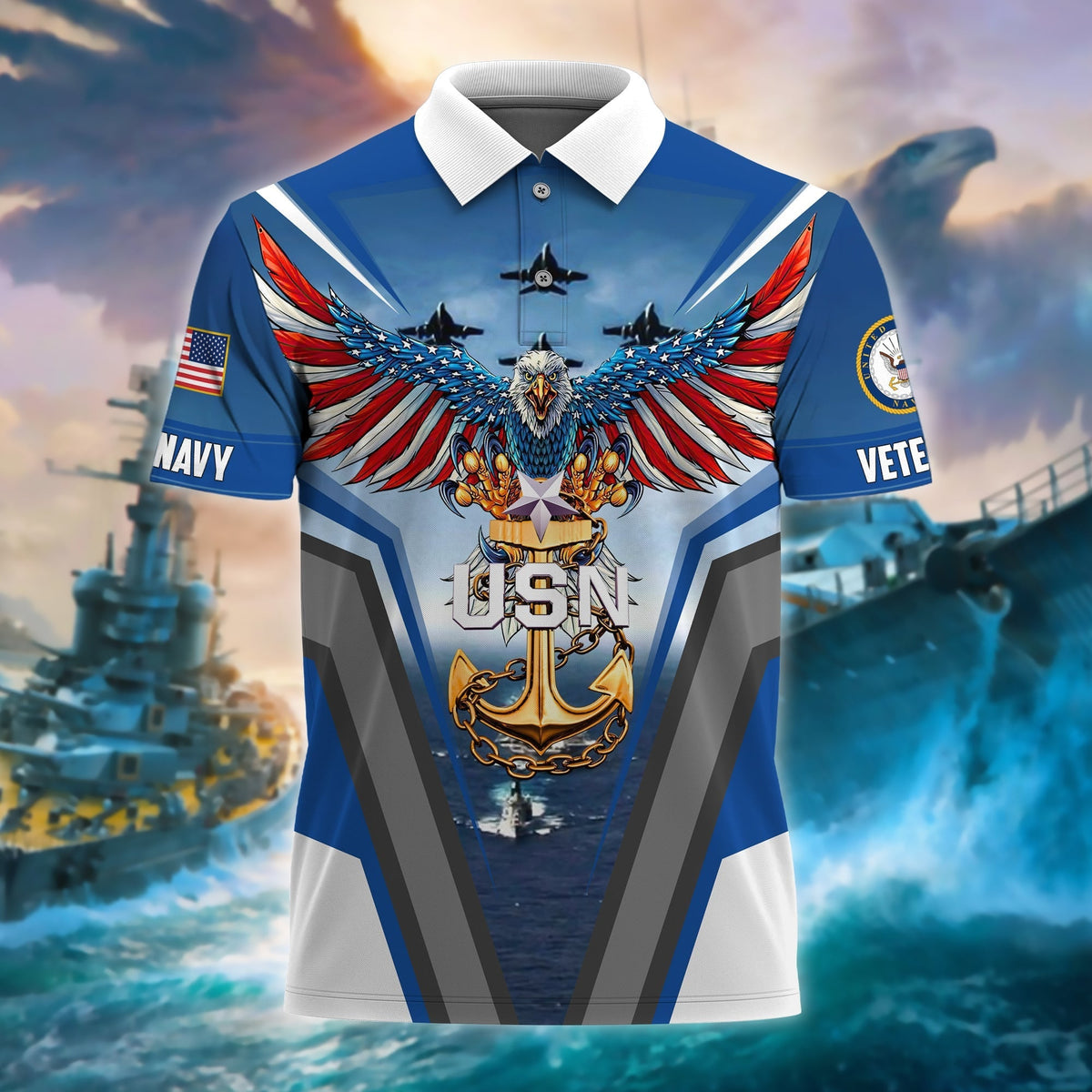 BJ Premium U.S. Navy Veteran Polo Shirt