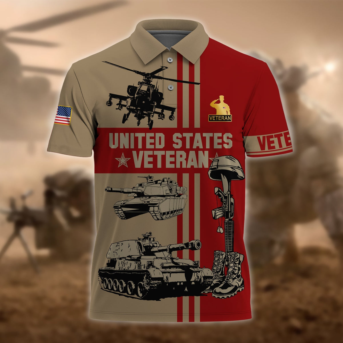 BJ Premium U.S Multiple Service Veteran Polo Shirt