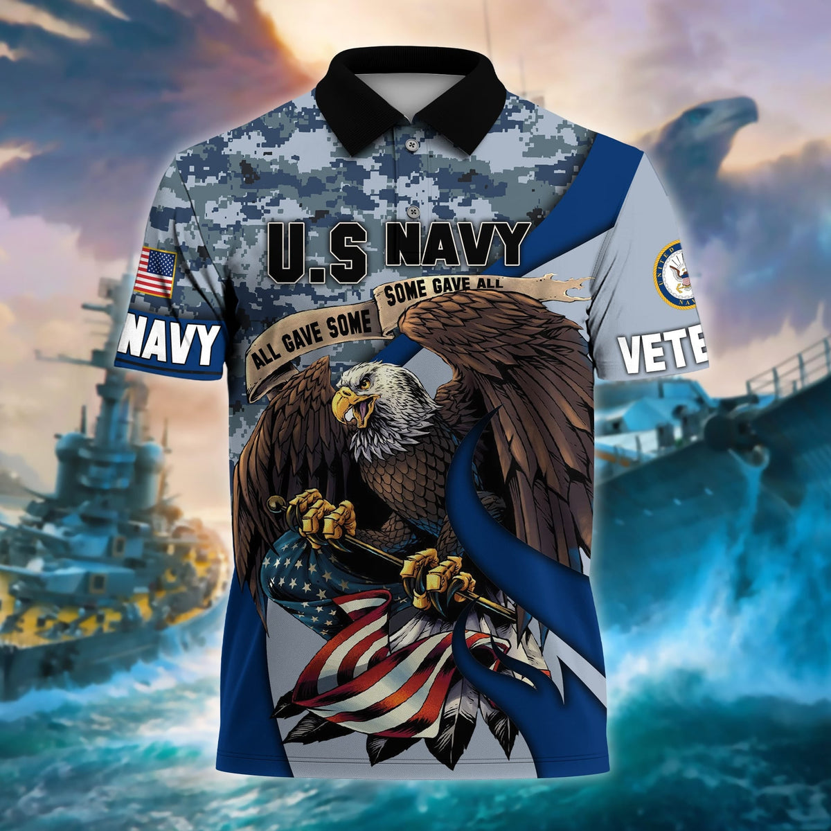 BJ Premium U.S Multiple Service Veteran Polo Shirt