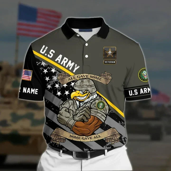 BJ Premium Personalised U.S Multiple Service Veteran Polo Shirt
