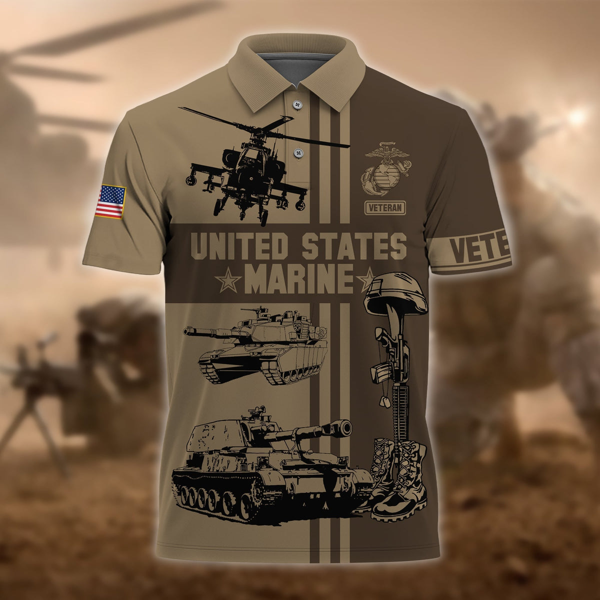 BJ Premium U.S Multiple Service Veteran Polo Shirt