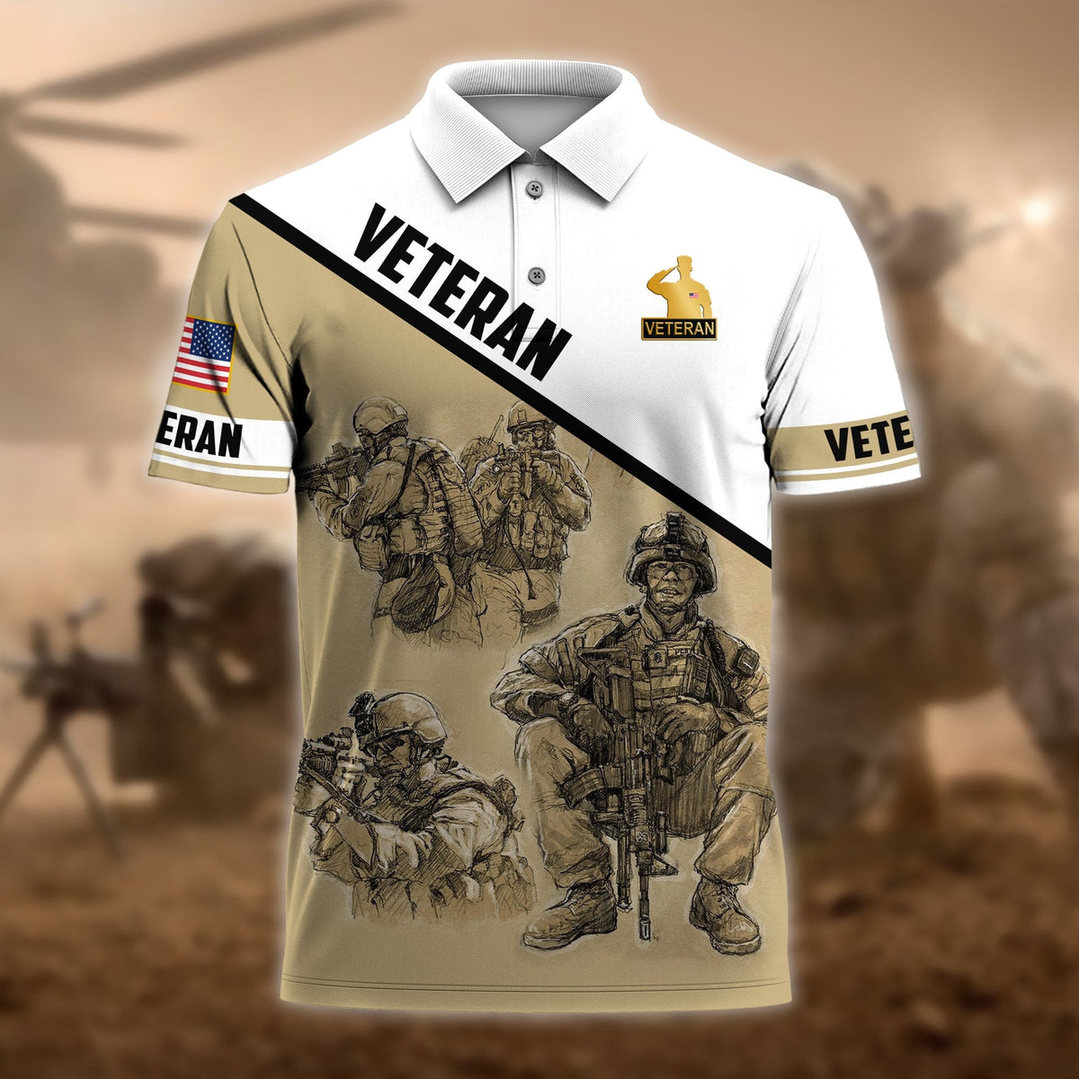 BJ Premium U.S Multiple Service Veteran Polo Shirt