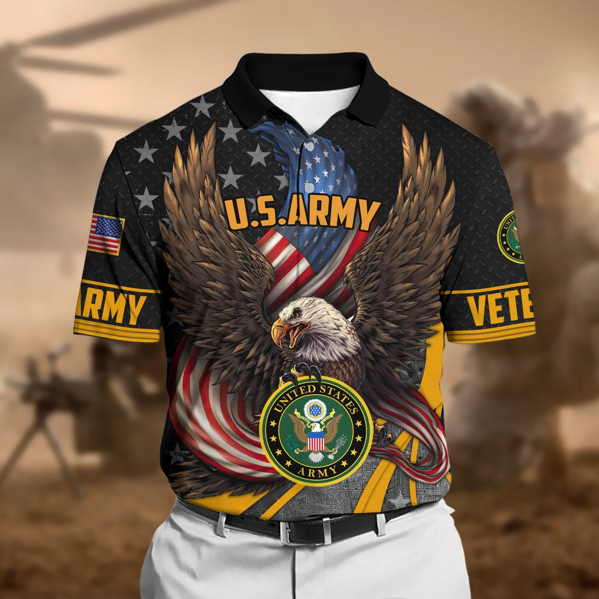 BJ Premium U.S Multiple Service Veteran Polo Shirt