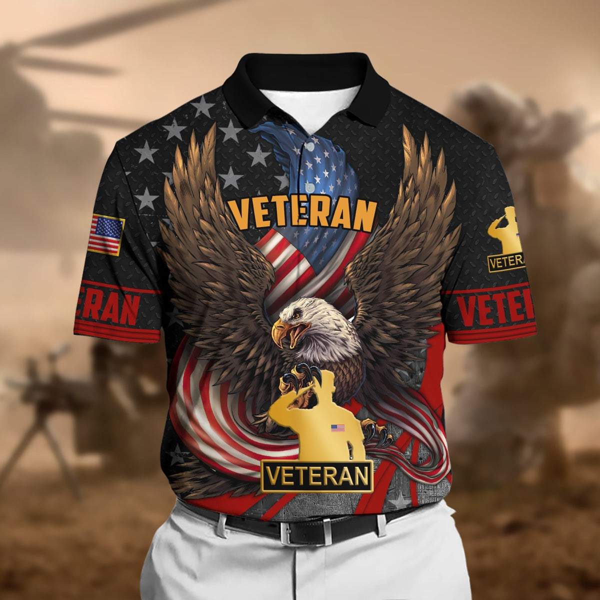 BJ Premium U.S Multiple Service Veteran Polo Shirt
