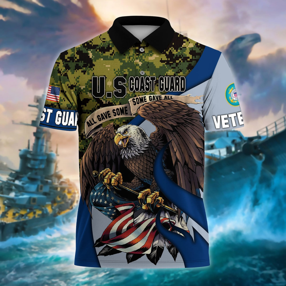 BJ Premium U.S Multiple Service Veteran Polo Shirt