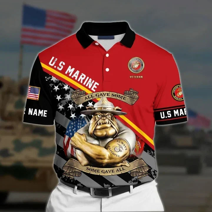 BJ Premium Personalised U.S Multiple Service Veteran Polo Shirt