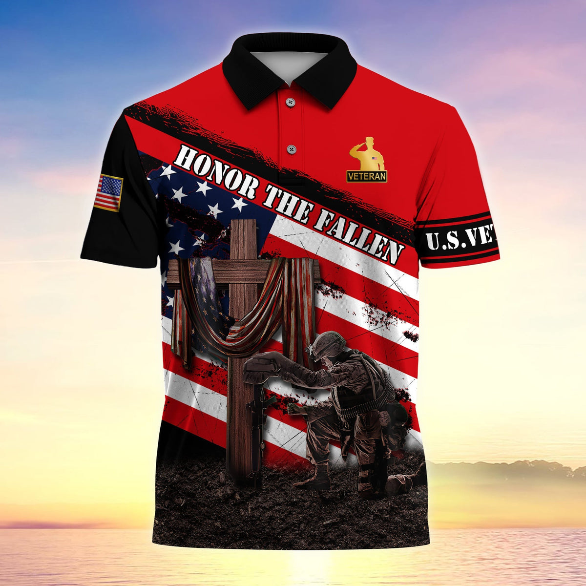 BJ Premium U.S Multiple Service Veteran Polo Shirt