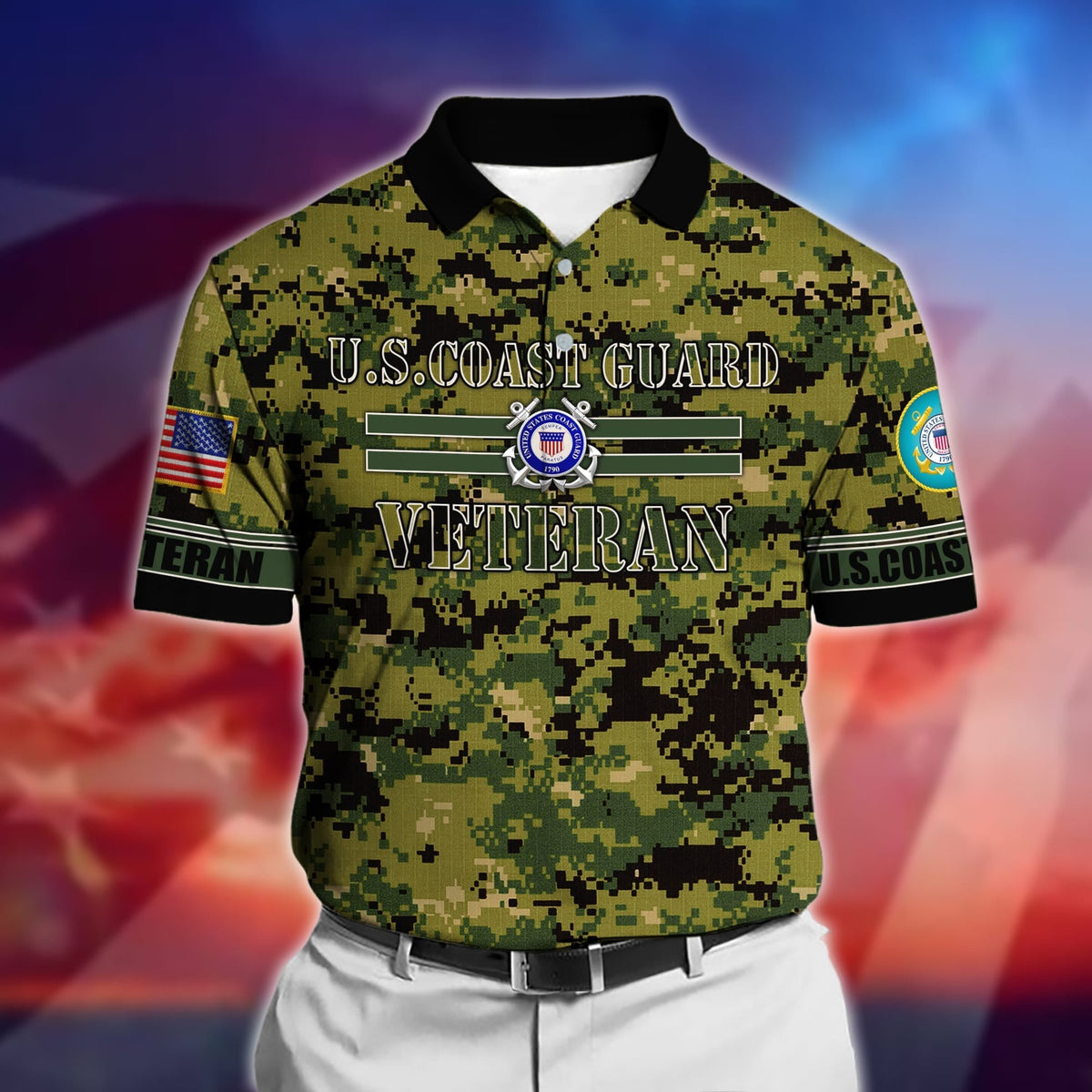 BJ Premium U.S Multiple Service Veteran Polo Shirt