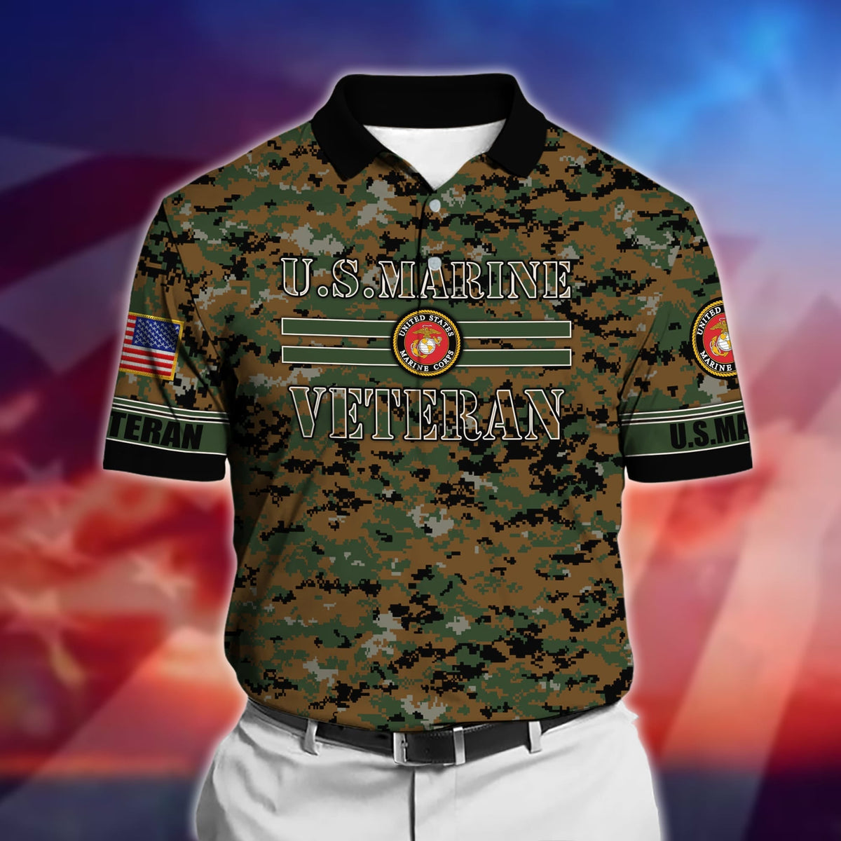 BJ Premium U.S Multiple Service Veteran Polo Shirt