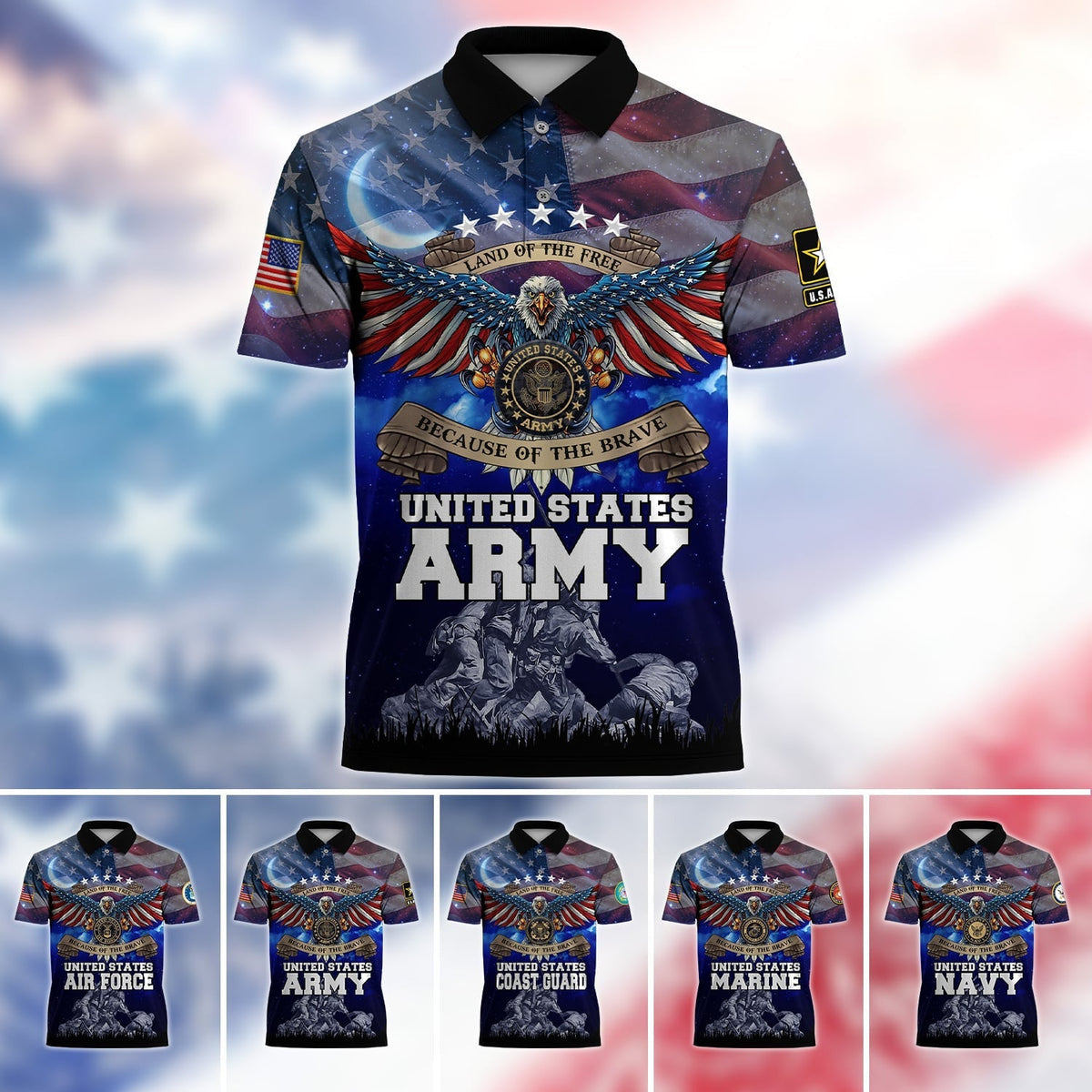 BJ Premium U.S Multiple Service Veteran Polo Shirt