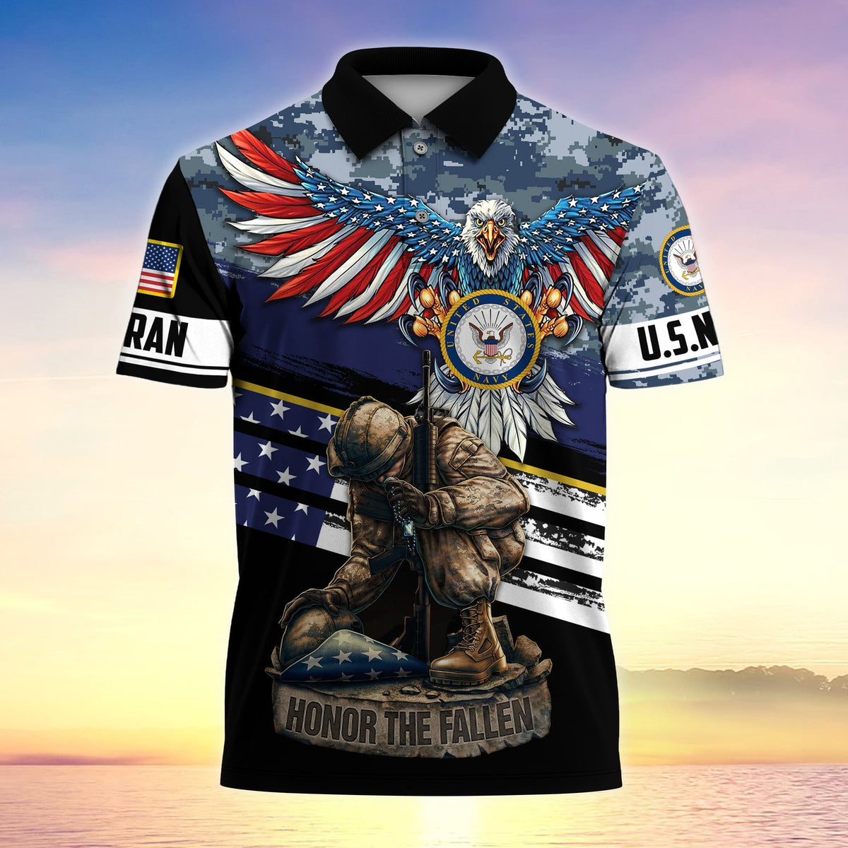 BJ Premium U.S Multiple Service Veteran Polo Shirt