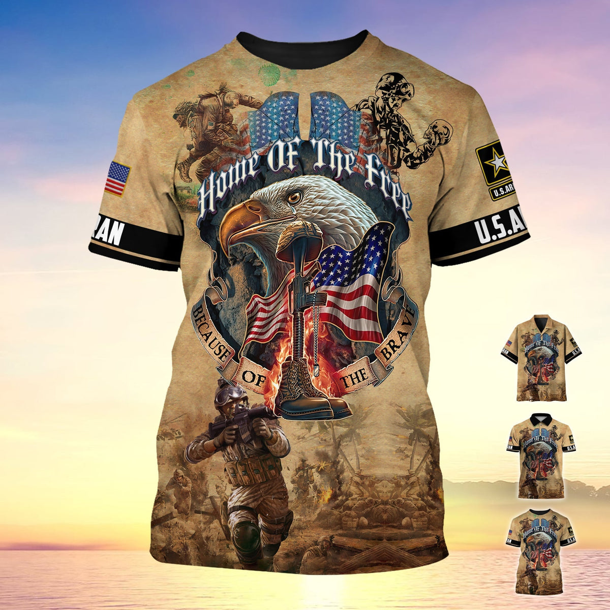 BJ Premium Home Of The Free Because Of The Brave Polo Shirt