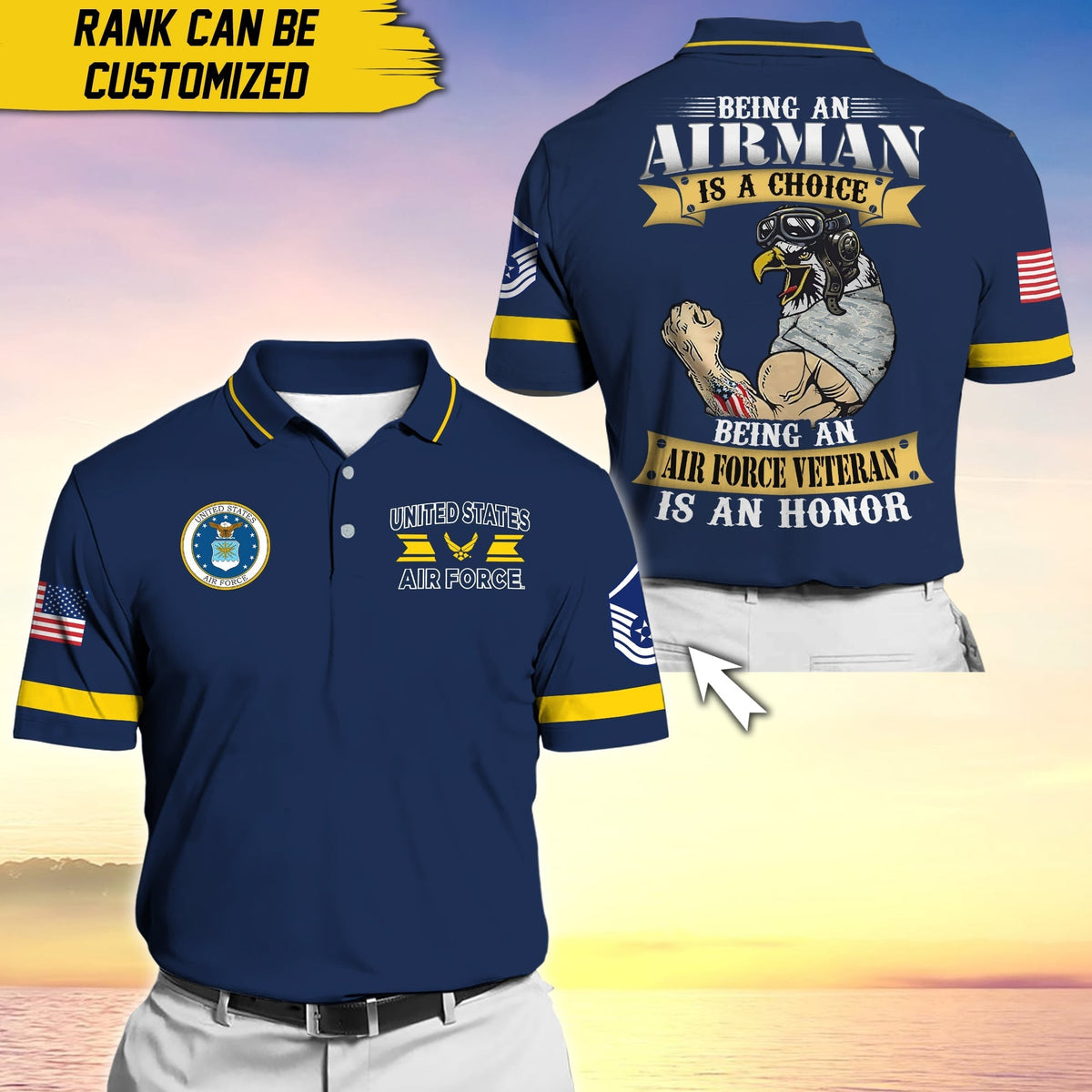 BJ Premium Personalise U.S Multiple Service Veteran Polo Shirt
