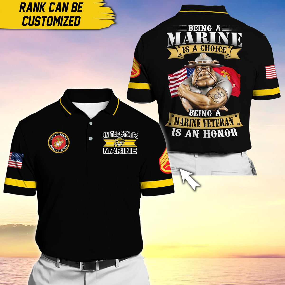 BJ Premium Personalise U.S Multiple Service Veteran Polo Shirt