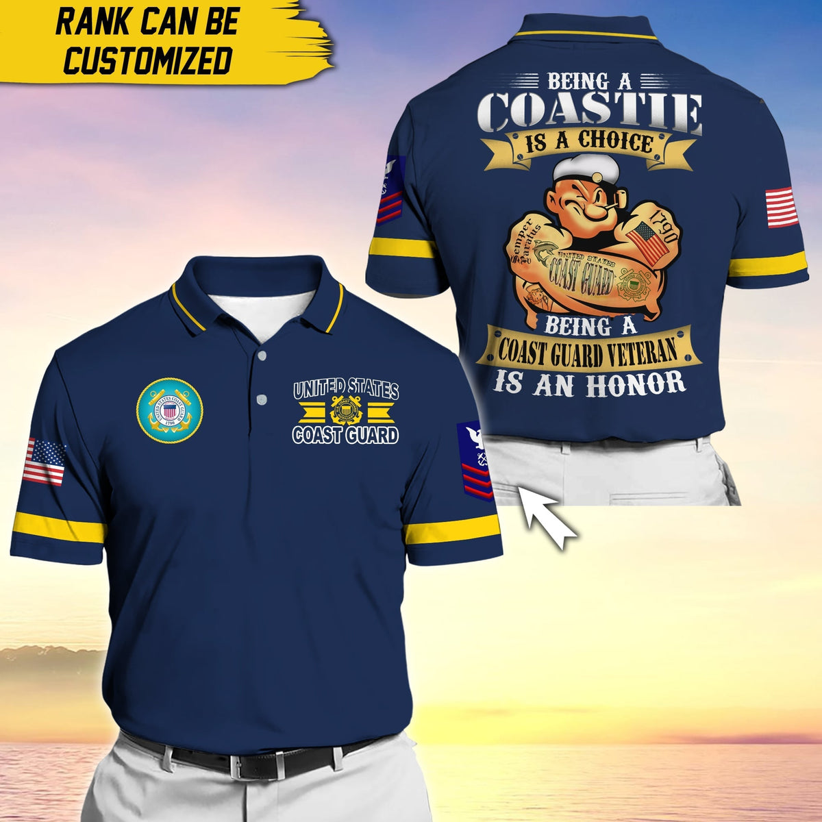 BJ Premium Personalise U.S Multiple Service Veteran Polo Shirt