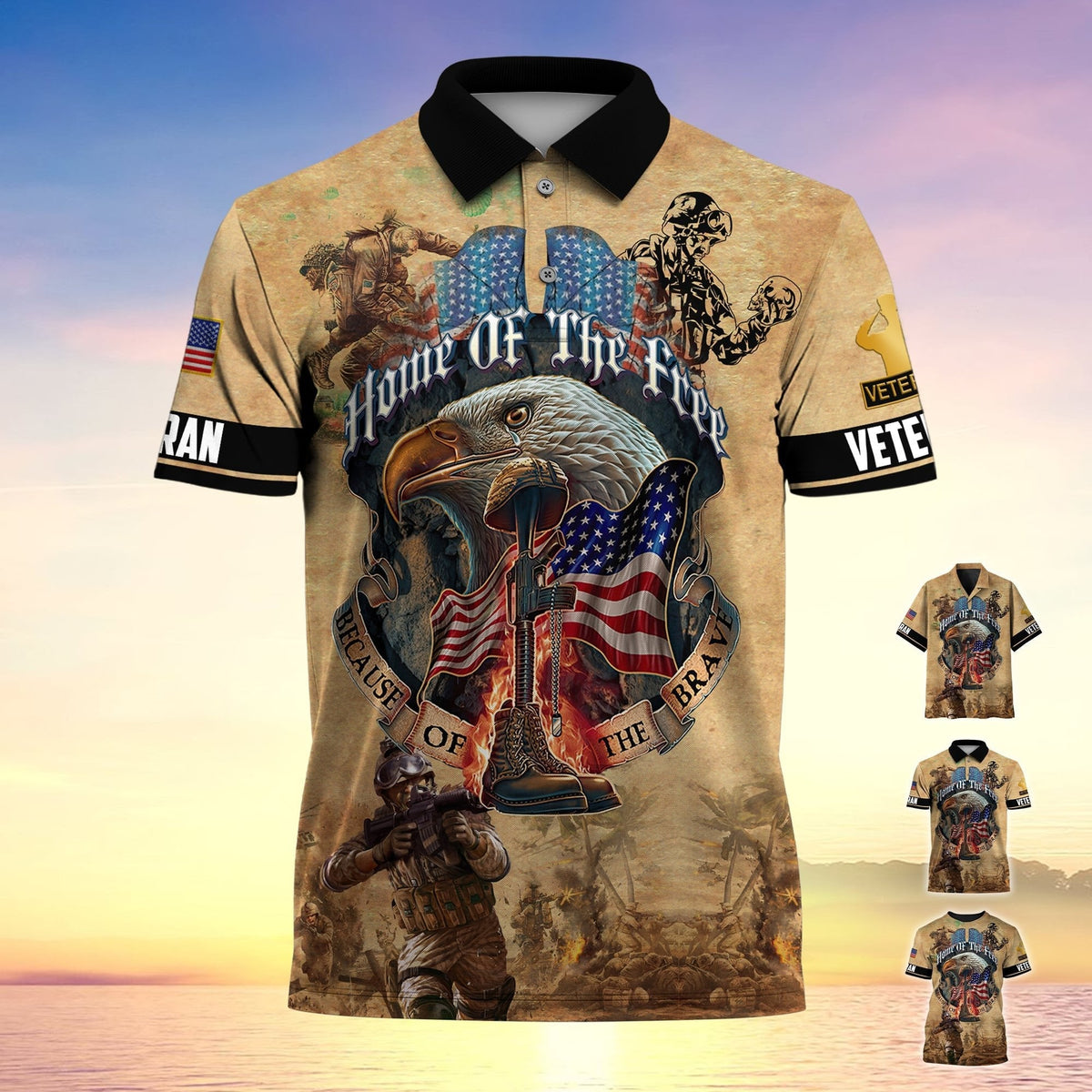 BJ Premium Home Of The Free Because Of The Brave Polo Shirt