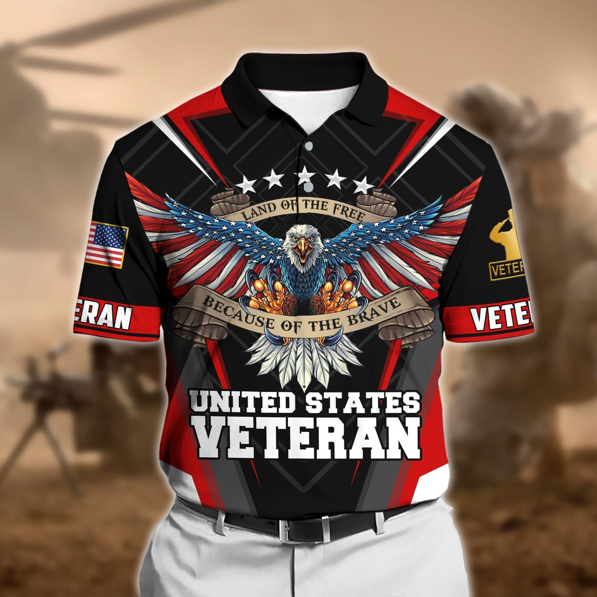 BJ Premium U.S Multiple Service Veteran Polo Shirt