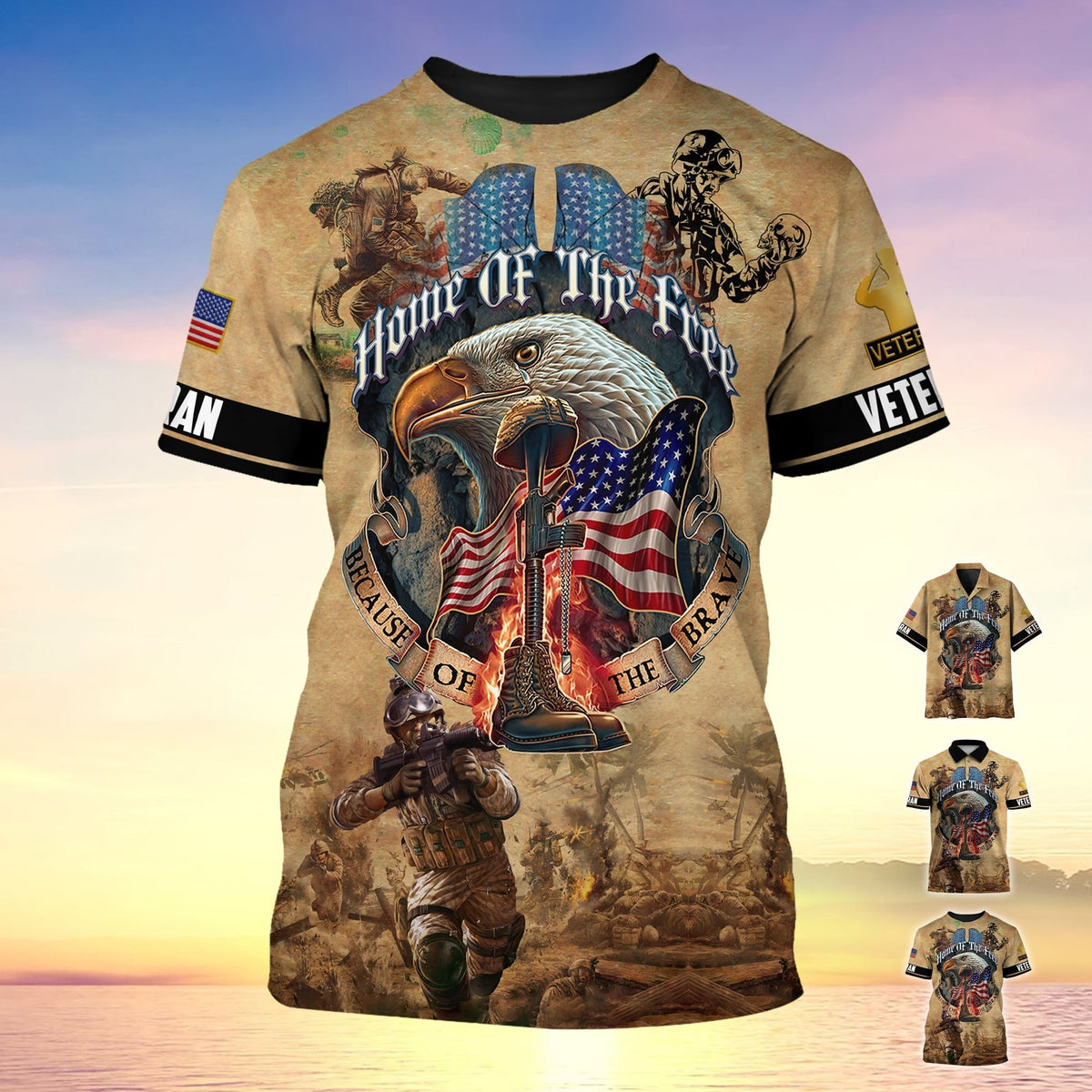 BJ Premium Home Of The Free Because Of The Brave Polo Shirt