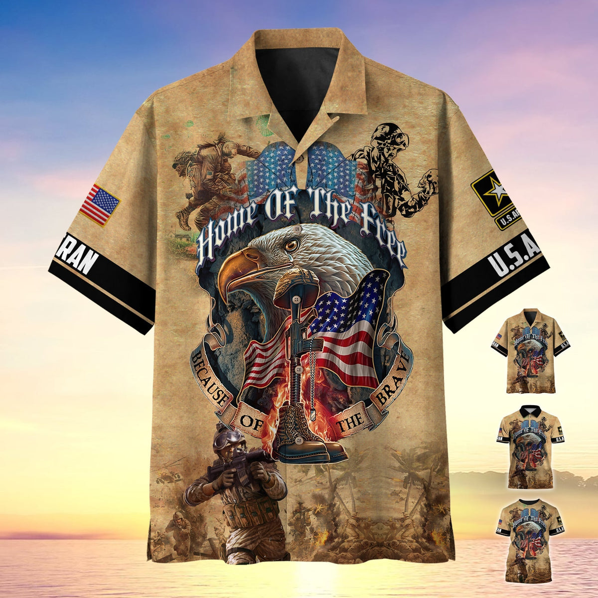 BJ Premium Home Of The Free Because Of The Brave Polo Shirt
