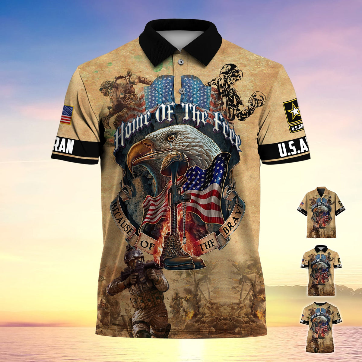 BJ Premium Home Of The Free Because Of The Brave Polo Shirt