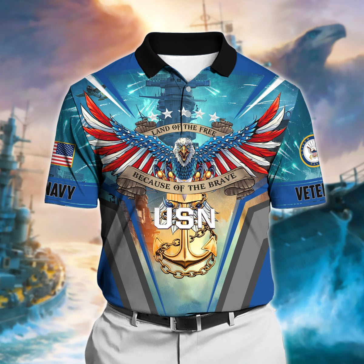 BJ Premium U.S. Navy Veteran Polo Shirt