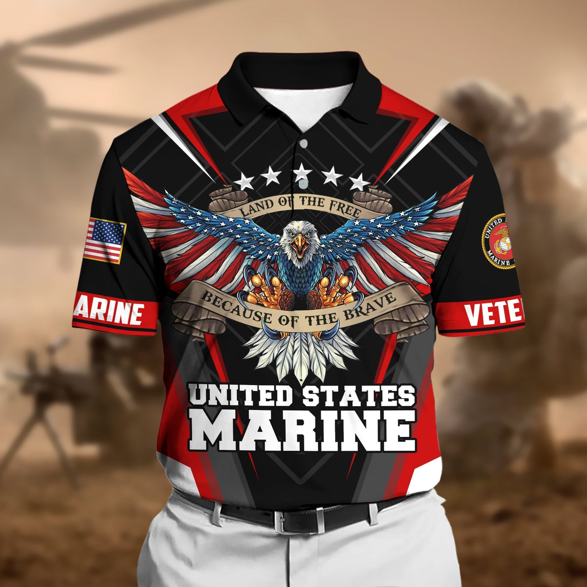 BJ Premium U.S Multiple Service Veteran Polo Shirt