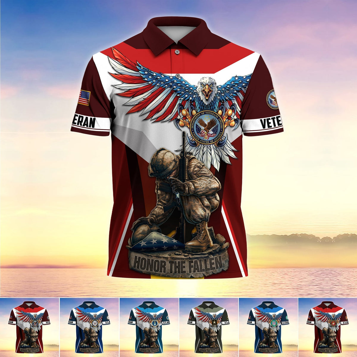 BJ Premium U.S Multiple Service Veteran Polo Shirt