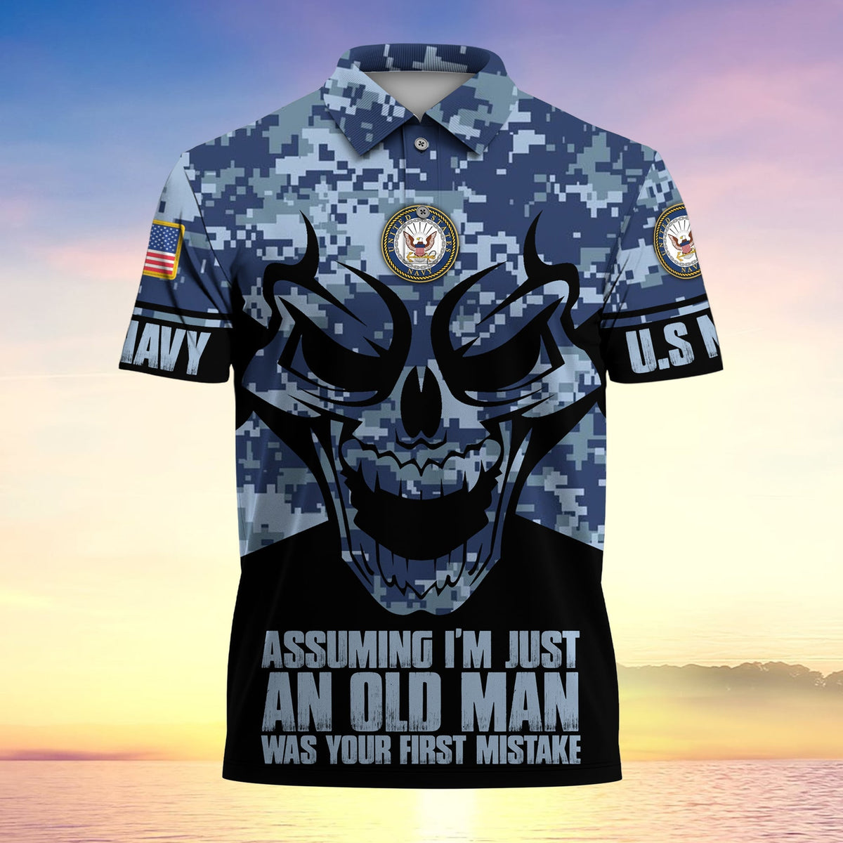 BJ Assuming I'm Just An Old Man Was Your First Mistake US Veteran MultiService Polo Shirt