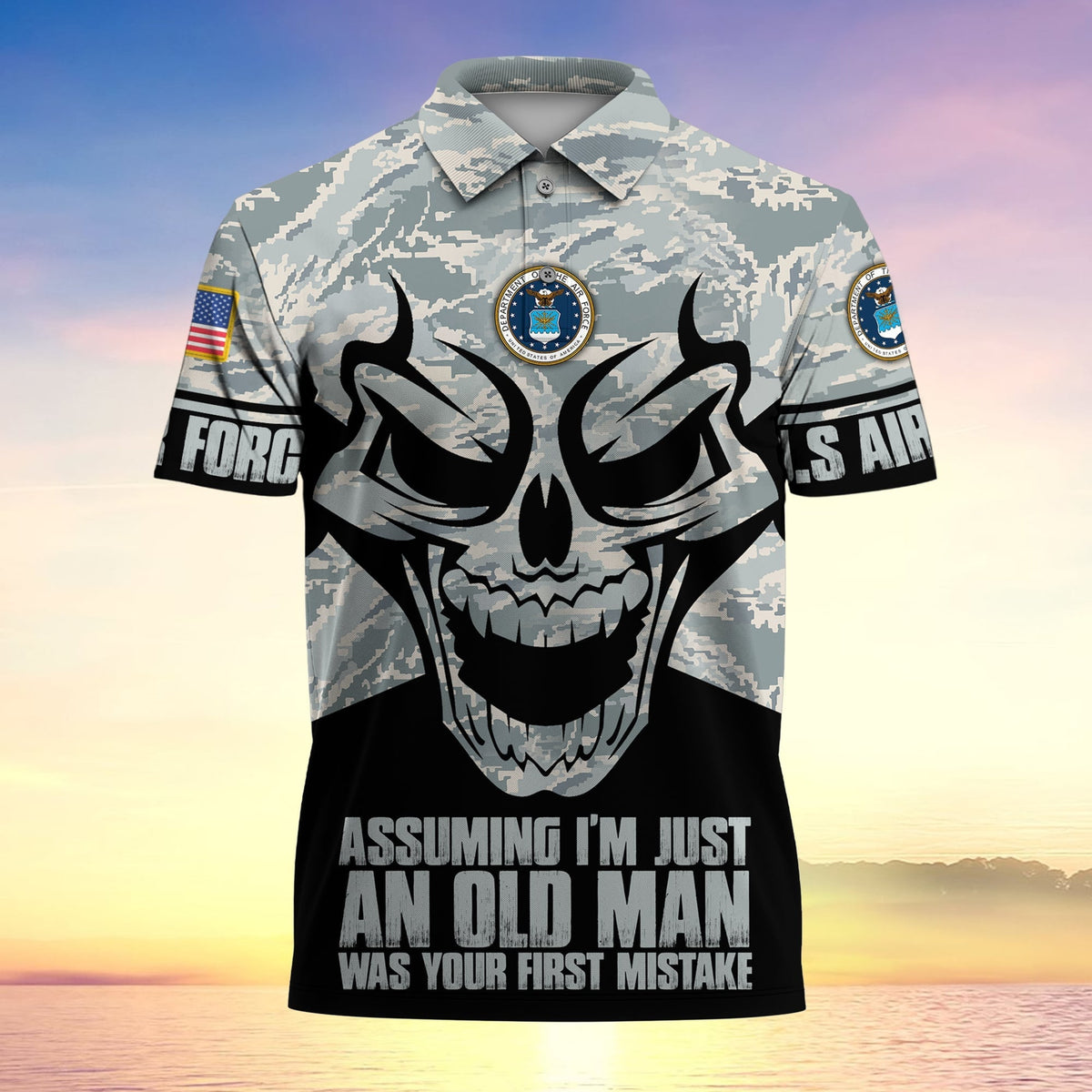 BJ Assuming I'm Just An Old Man Was Your First Mistake US Veteran MultiService Polo Shirt