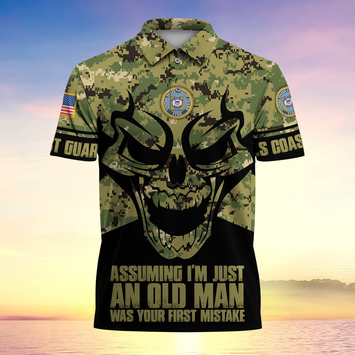 BJ Assuming I'm Just An Old Man Was Your First Mistake US Veteran MultiService Polo Shirt