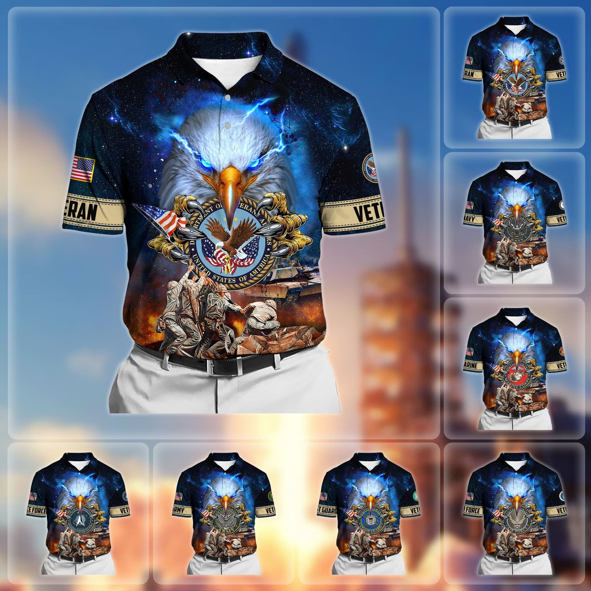 BJ Premium Honor The Fallen US Veteran Polo Shirt