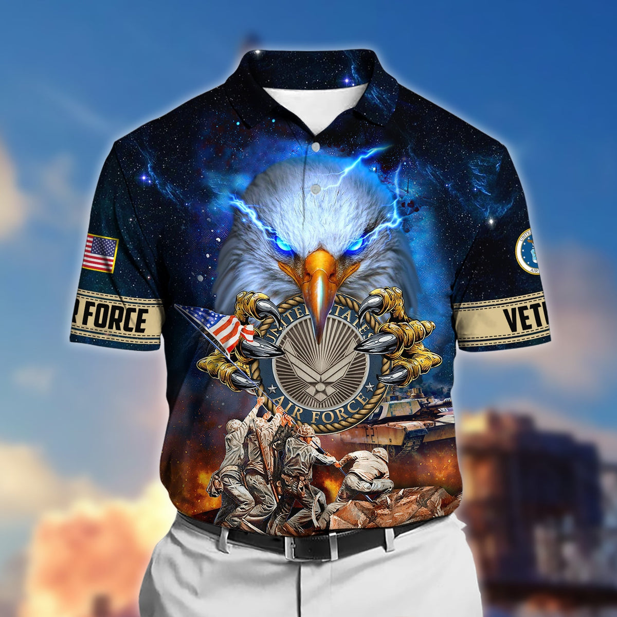 BJ Premium Honor The Fallen US Veteran Polo Shirt