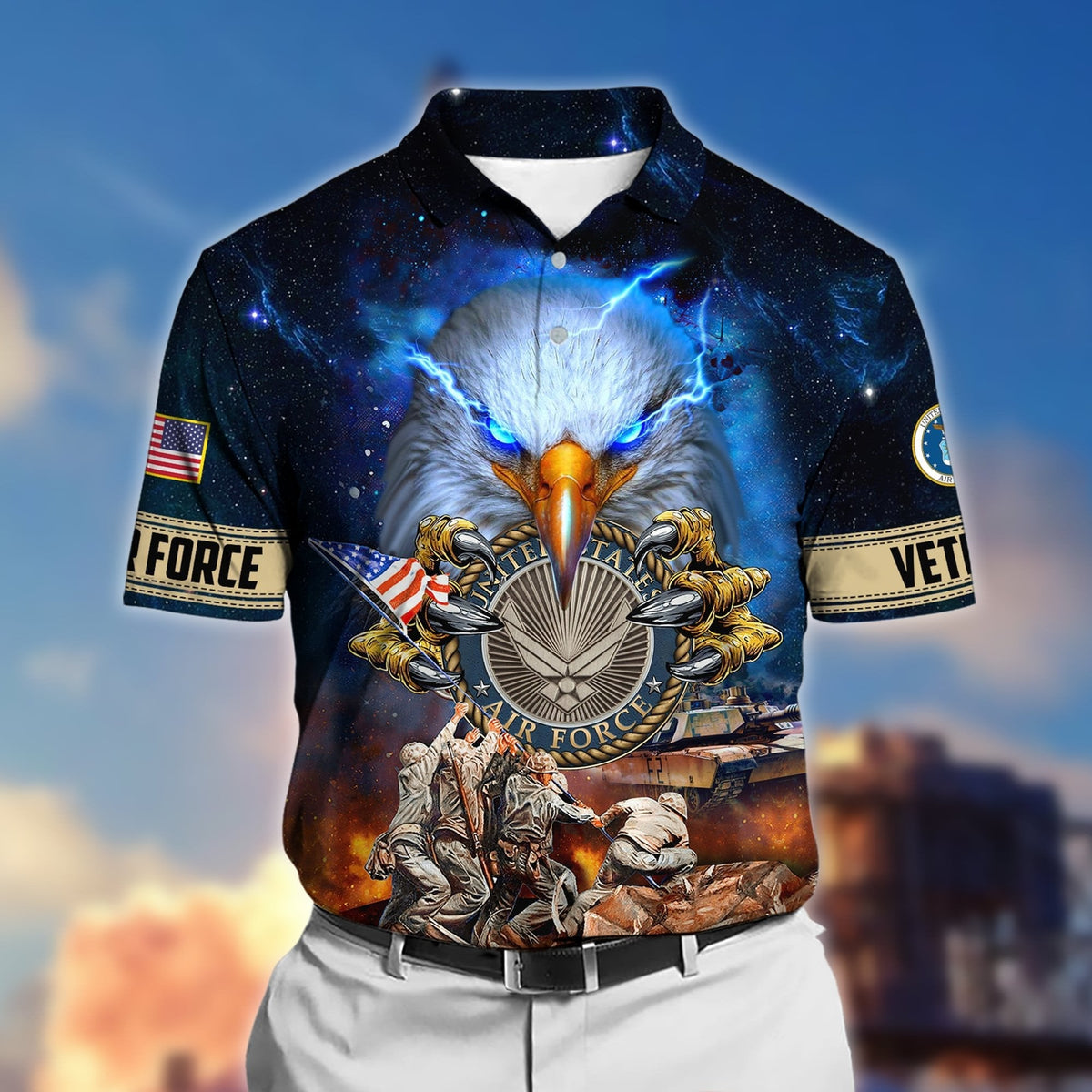BJ Premium Honor The Fallen US Veteran Polo Shirt